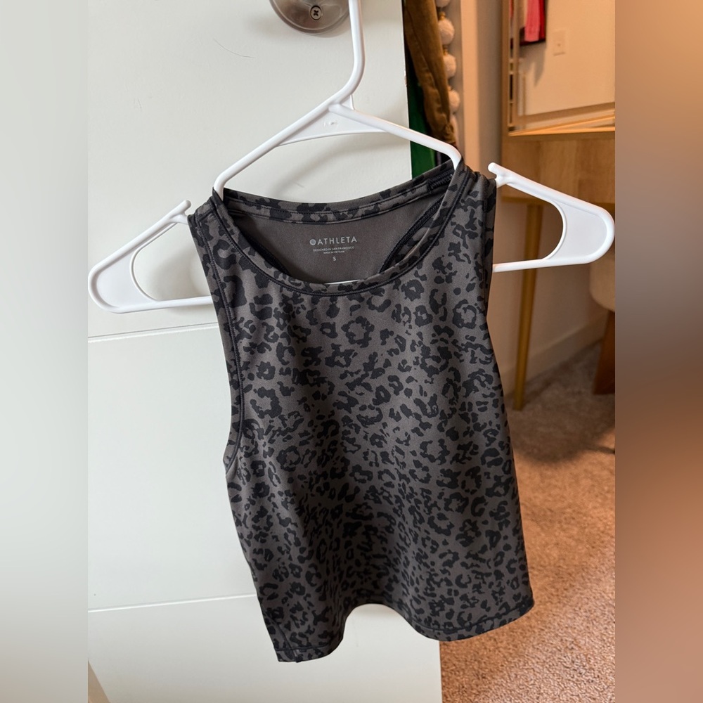 Athleta Charcoal Leopard Print Tank Top